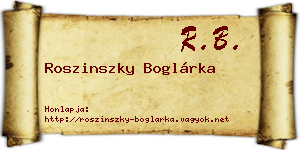 Roszinszky Boglárka névjegykártya